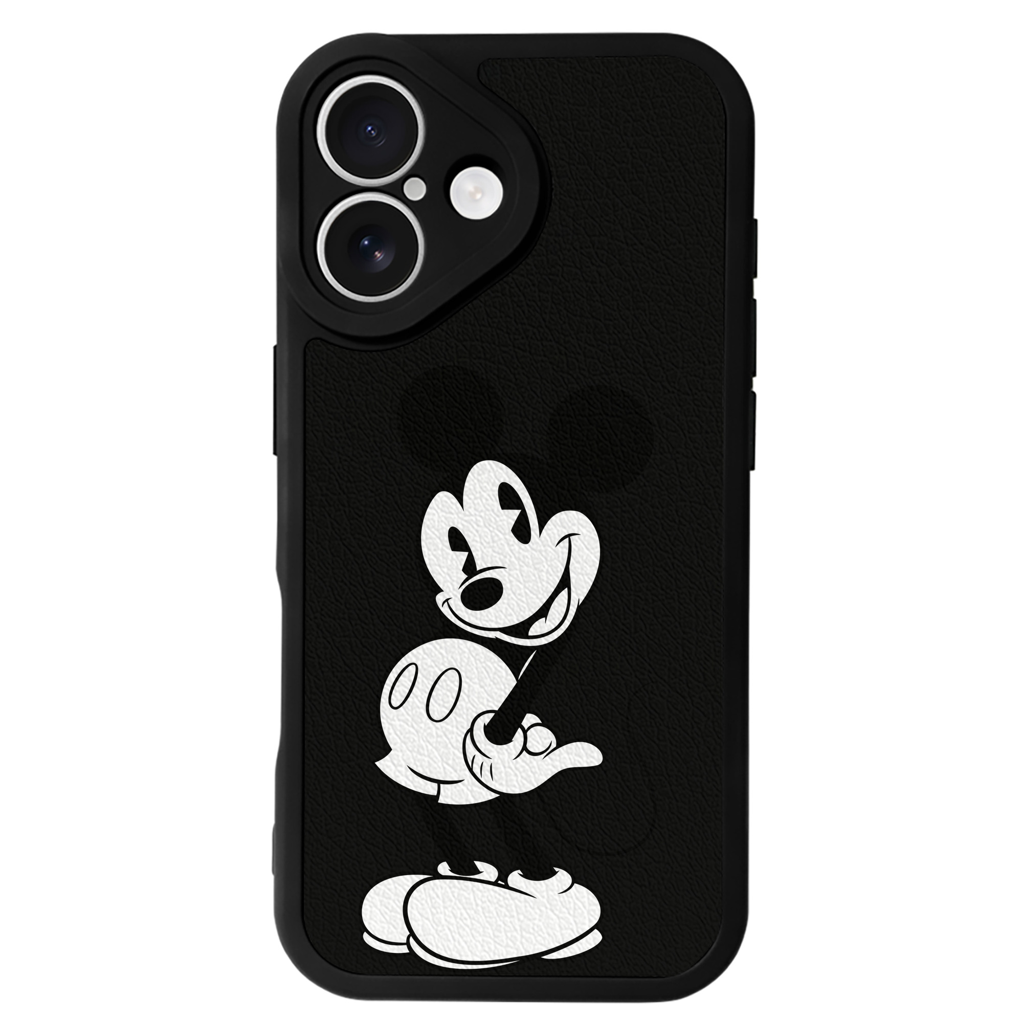 （画像用） ミッキーマウス Mickey Mouse 【iPhone 16シリーズ対応】シリコンスマホケース（レザー調） 材質：シリコン